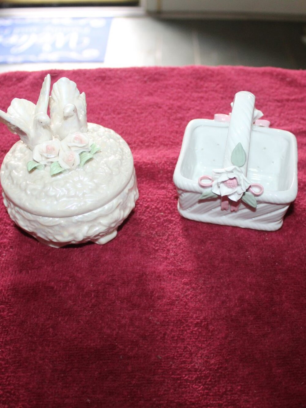 Vintage Dove Trinket Box and Basket